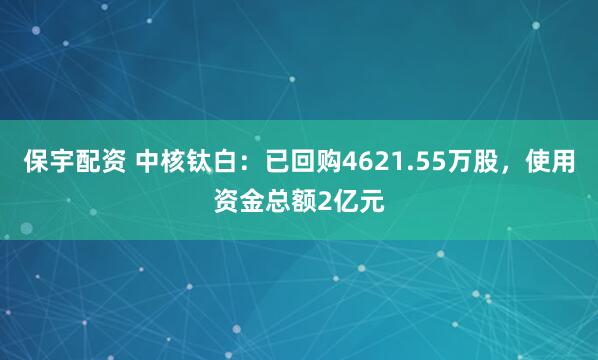 保宇配资 中核钛白：已回购4621.55万股，使用资金总额2亿元